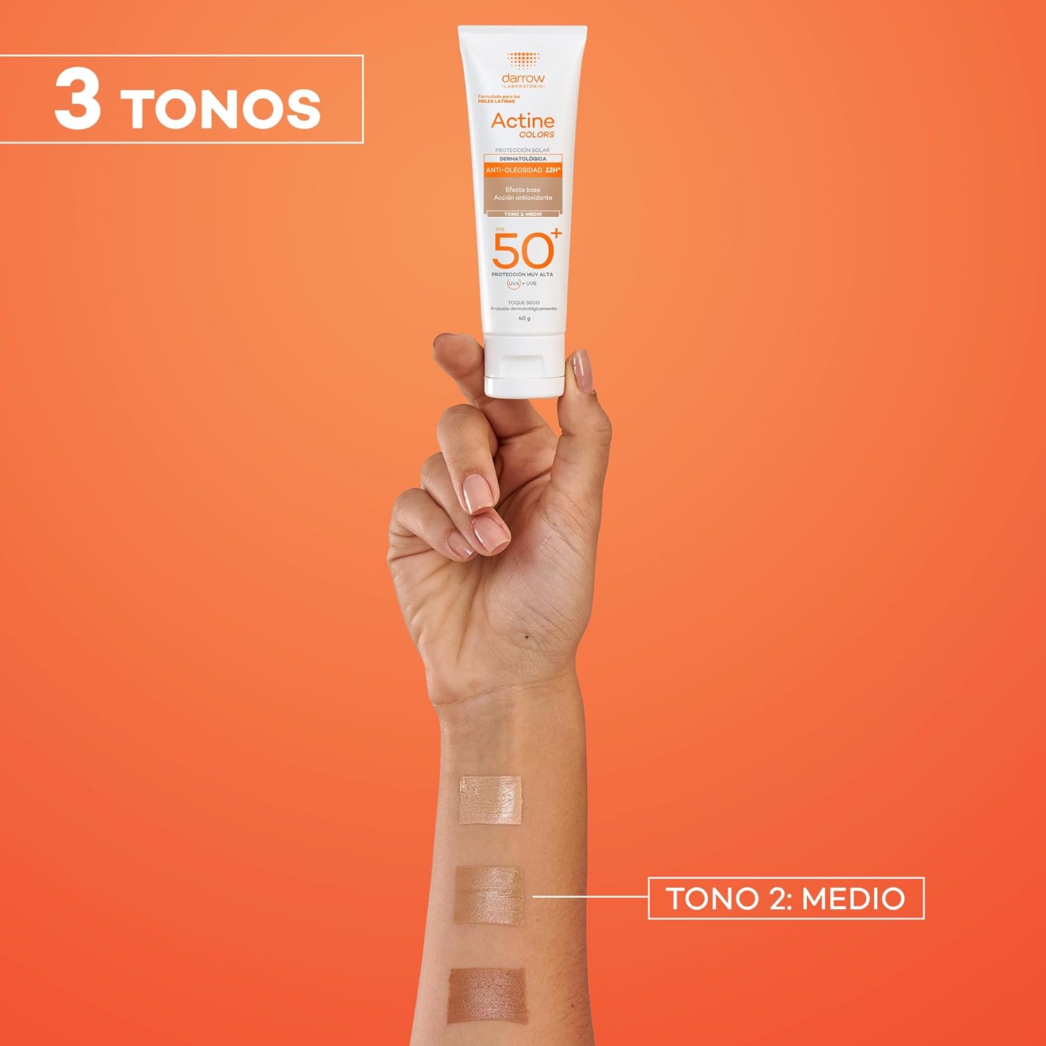 Darrow Actine Colors FPS 50+ Tono 2 Medio (40 g) – Protector Facial Matificante para Piel Grasa dermapro dermafaarmacia