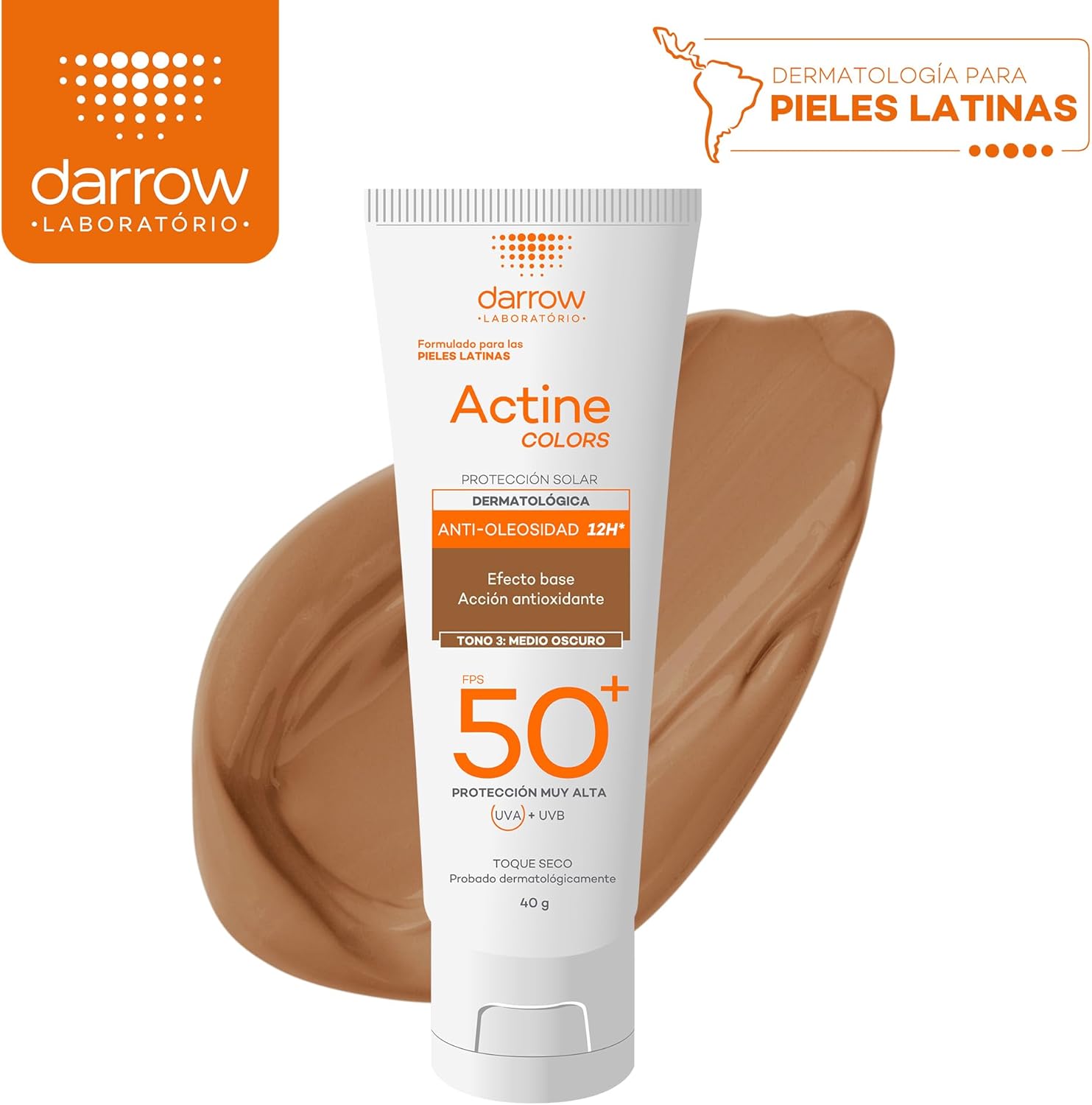 Darrow Actine Colors FPS 50+ Tono 3 Medio Oscuro 40 g dermapro dermafarmacia