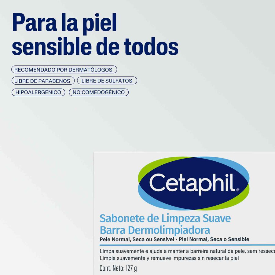Barra Dermolimpiadora de Limpieza Suave jabón cetaphil dermapro dermafarmacia