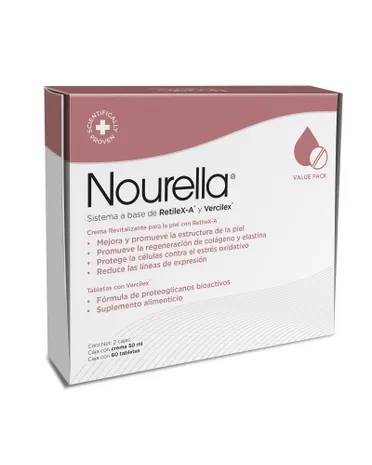 Nourella® Kit combina RetileX-A® y VercileX® para ayudar a mejorar la firmeza de la piel, reducir signos de envejecimiento y fortalecer cabello y uñas desde el interior. dermapro dermafarmacia
